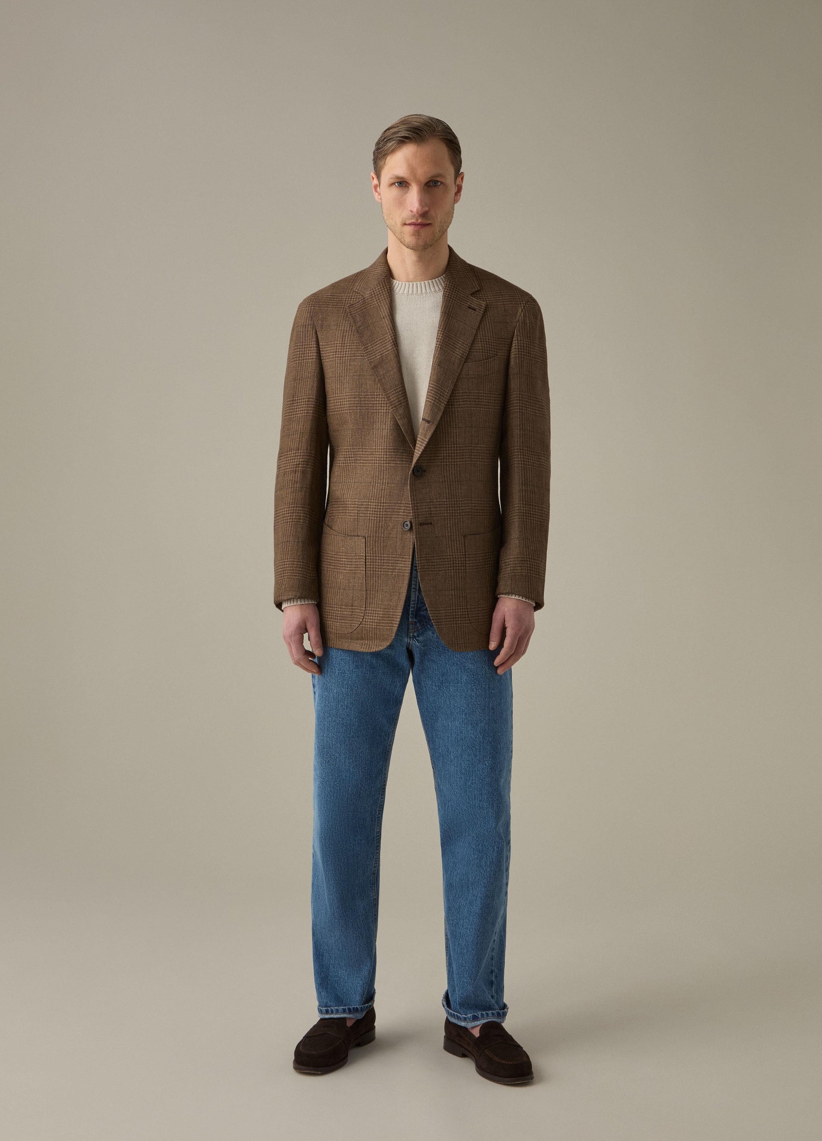 Don Sport Linen Glencheck Jacket - Brown Berg & Berg
