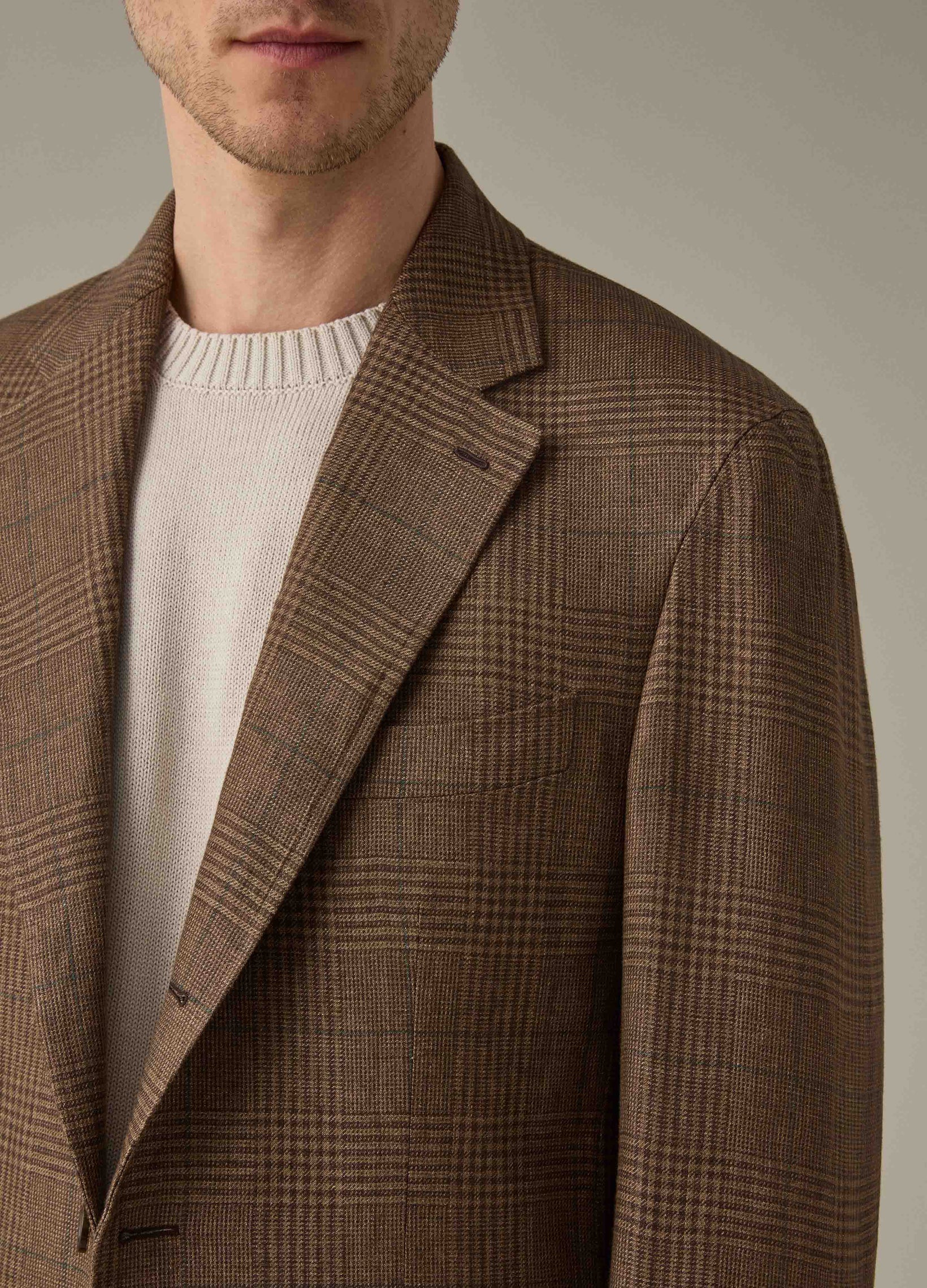 Don Sport Linen Glencheck Jacket - Brown Berg & Berg