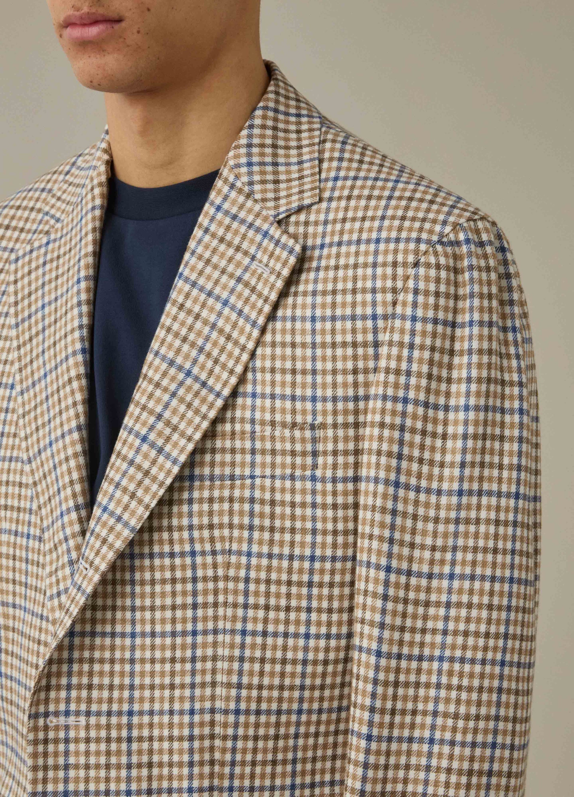 Don Sport Linen Gunclub Jacket - Beige/Blue Berg & Berg