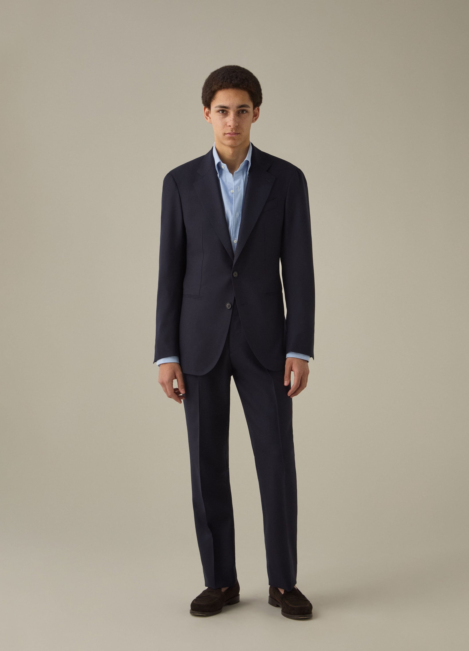 Alfie High Twist Wool Trousers - Navy Berg & Berg