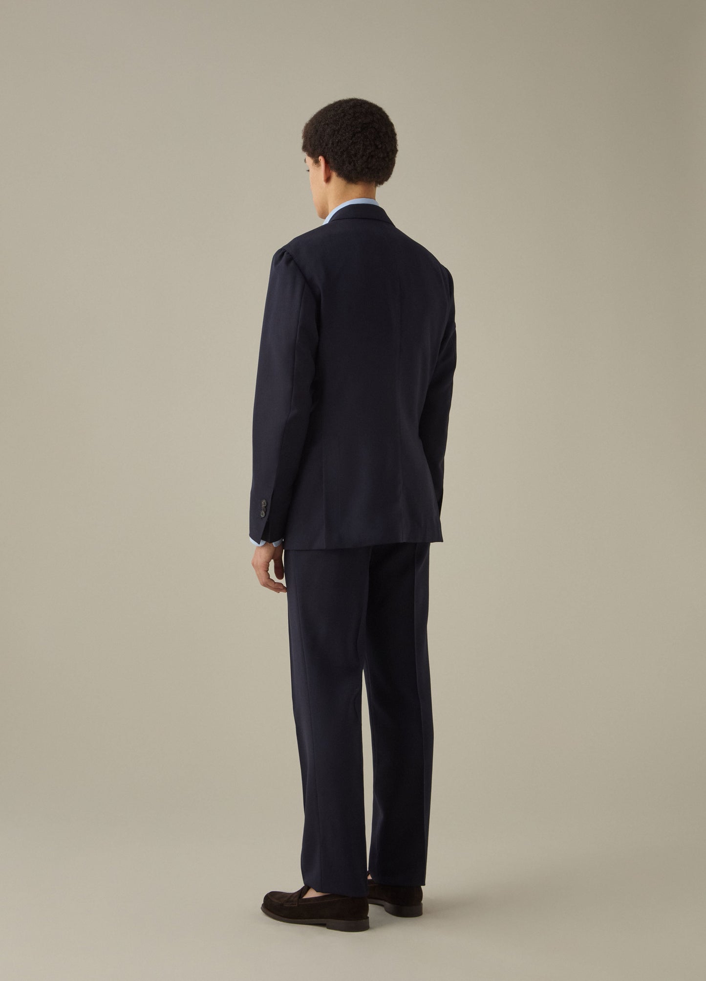 Alfie High Twist Wool Trousers - Navy Berg & Berg