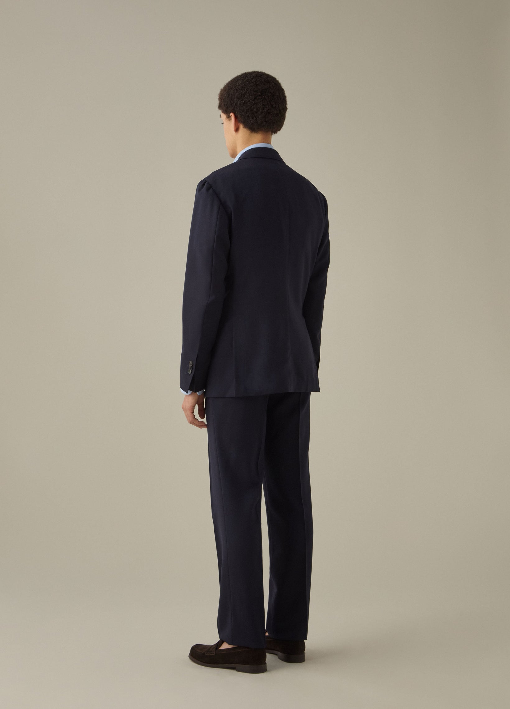 Alfie High Twist Wool Trousers - Navy Berg & Berg