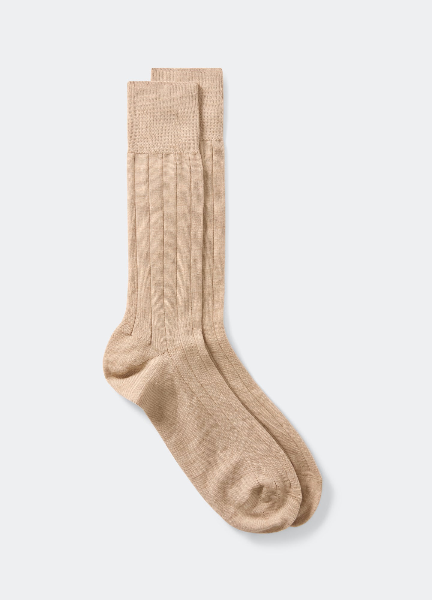 Wide Rib Wool Socks - Oatmeal