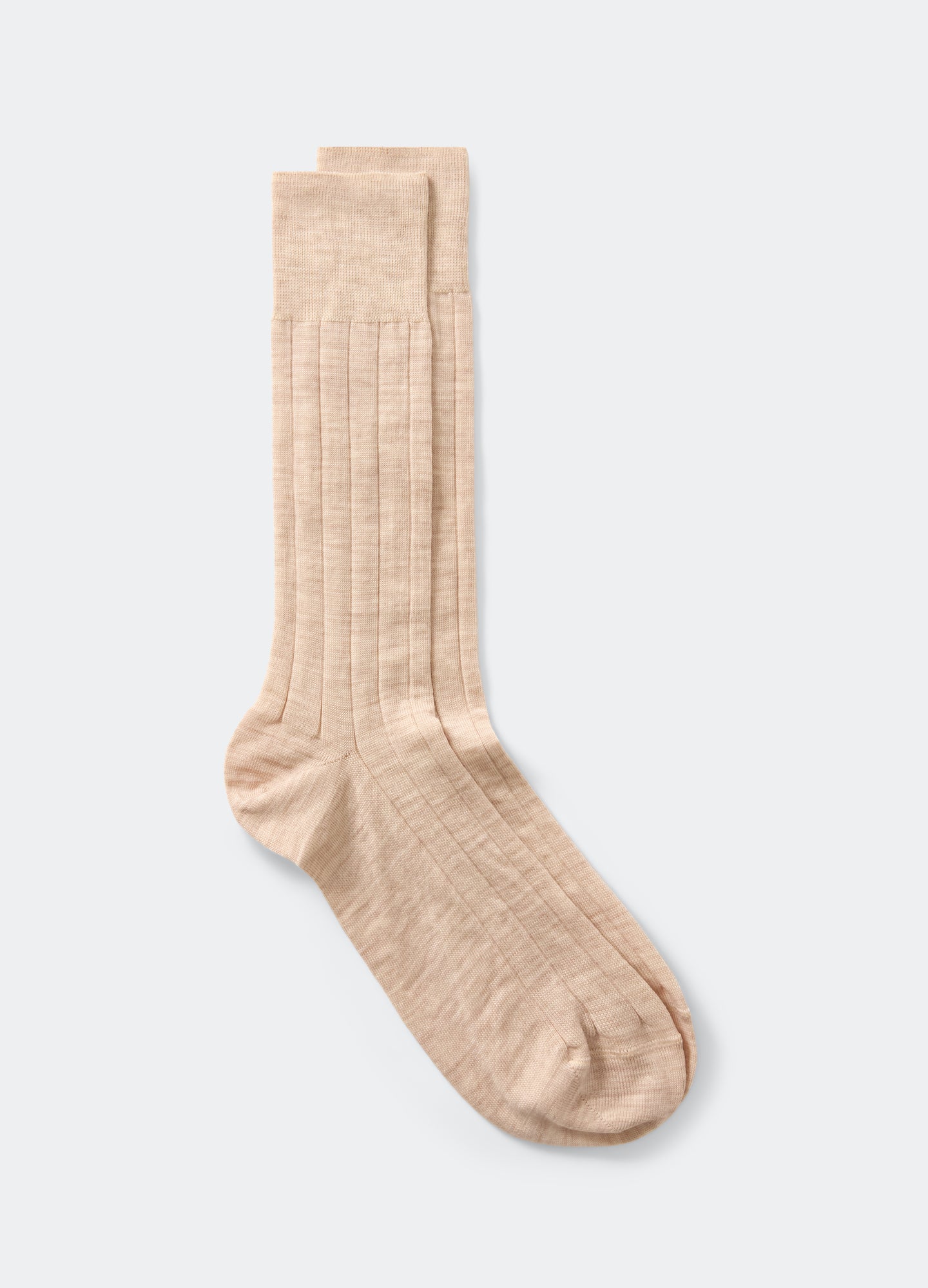 Wide Rib Wool Socks - Natural