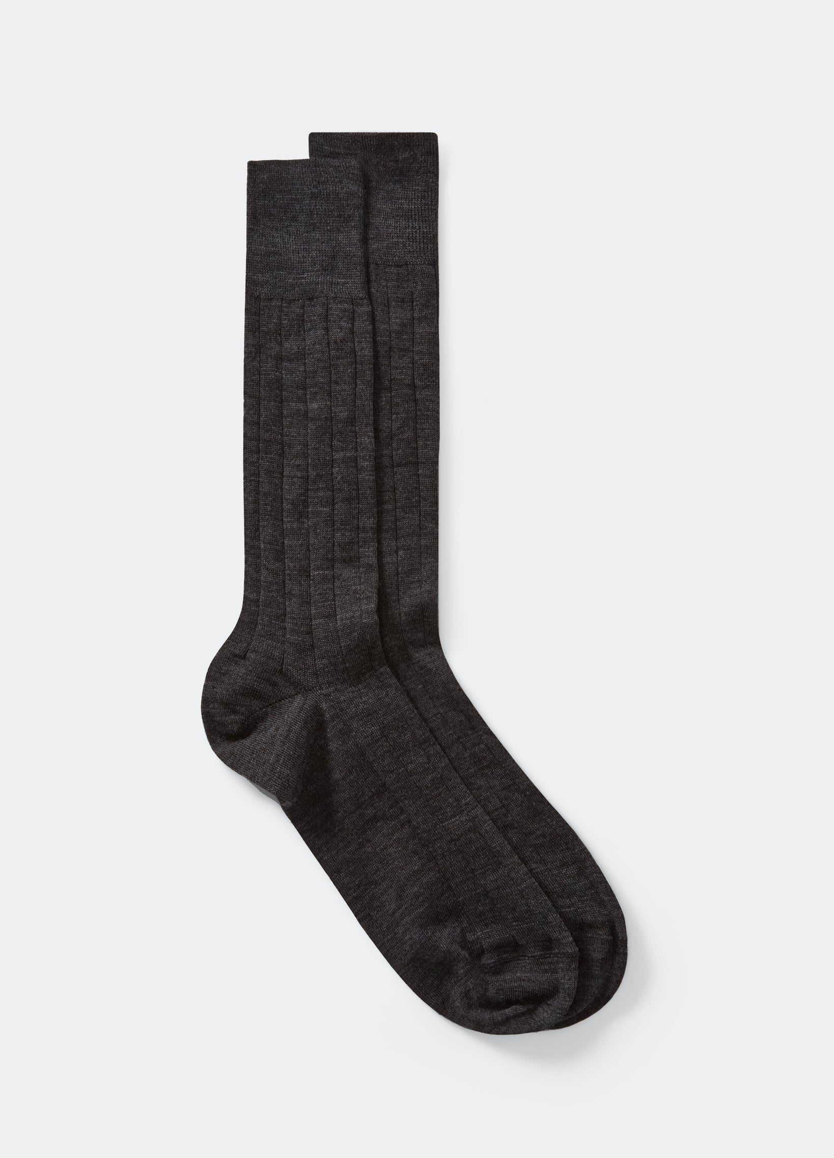 Wide Rib Wool Socks - Charcoal Berg & Berg