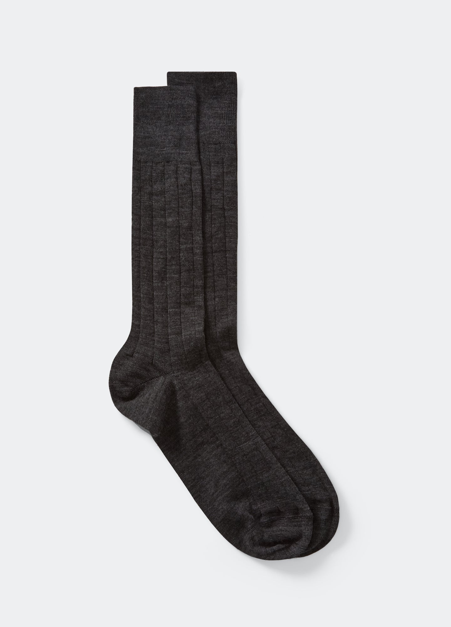 Wide Rib Wool Socks - Charcoal