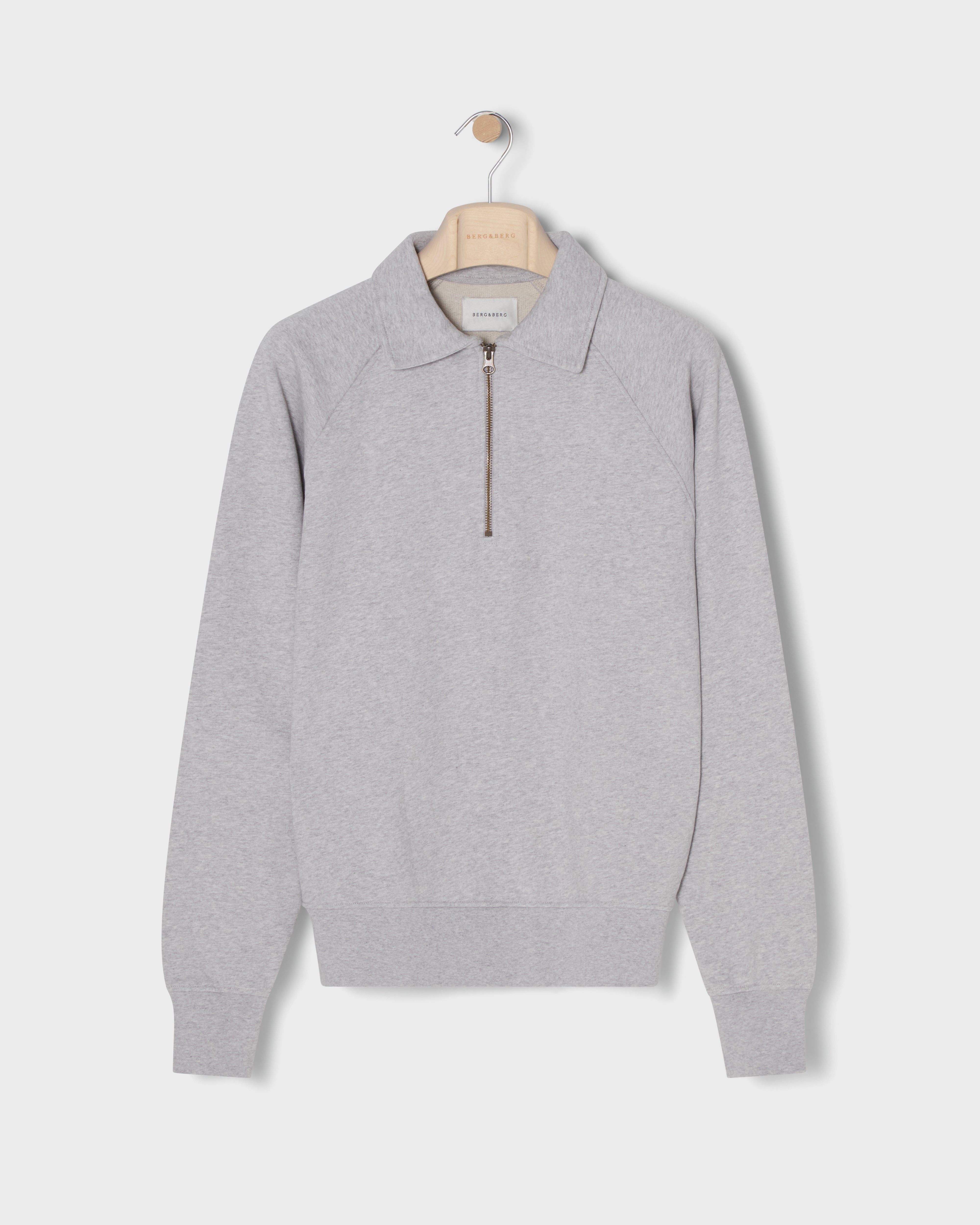 Truls Quarter Zip Raglan Sweatshirt - Grey Melange Berg & Berg