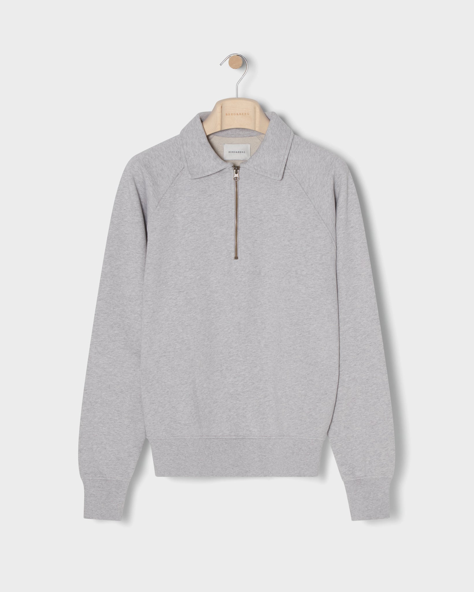 Truls Quarter Zip Raglan Sweatshirt - Grey Melange Berg & Berg