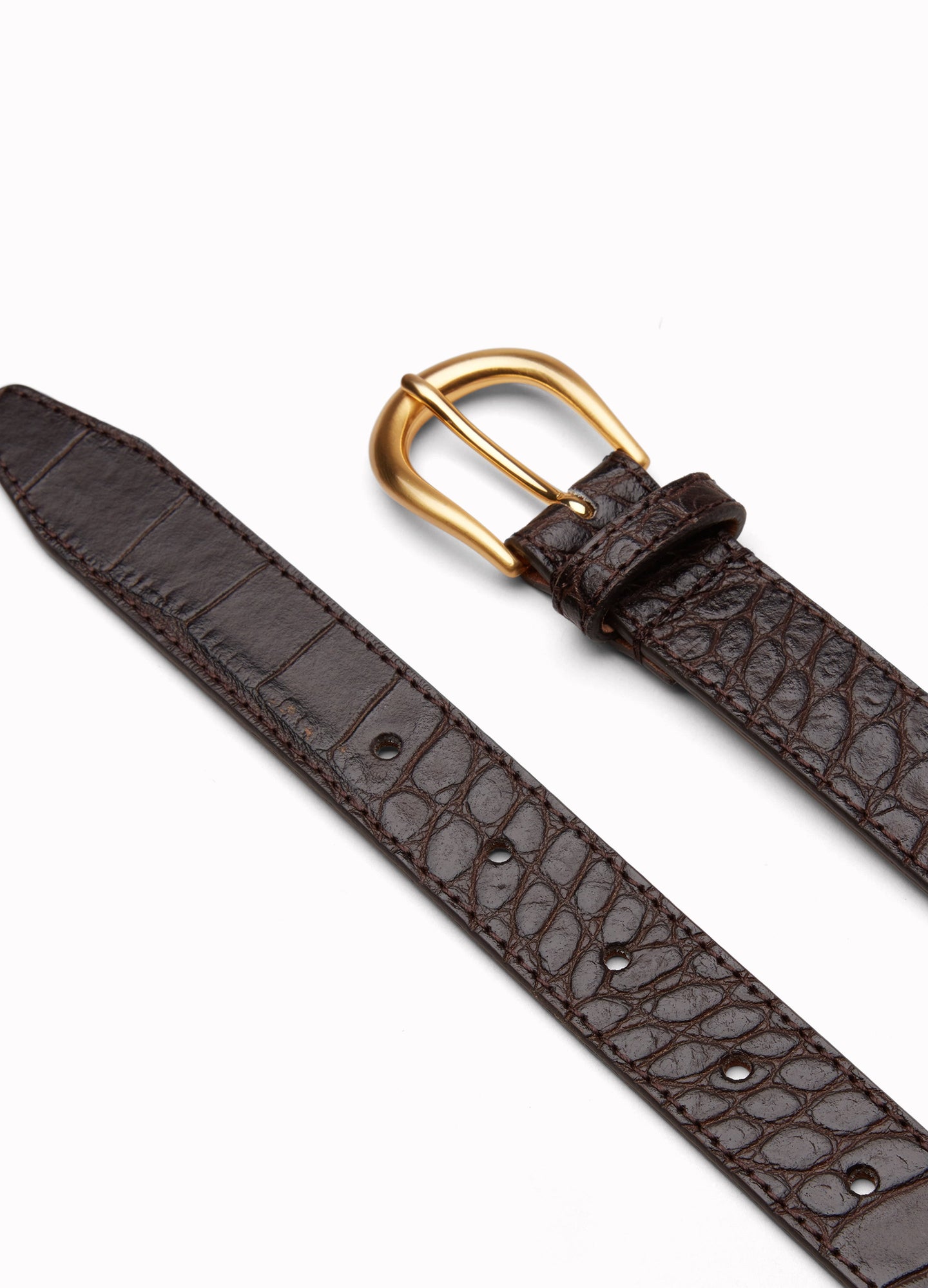 Leather Belt - Dark Brown Croco Berg & Berg