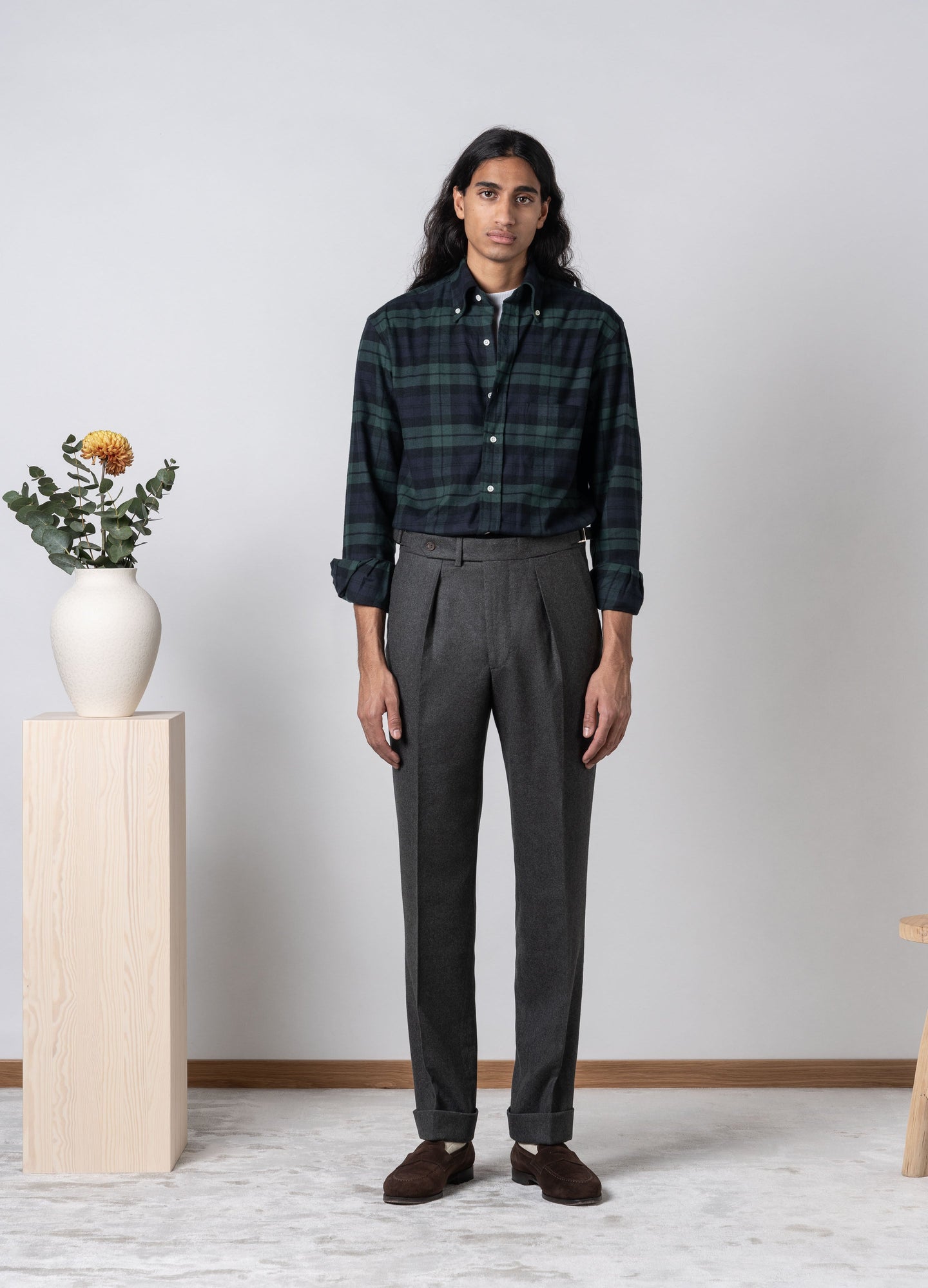 Arnold Flannel Trousers - Moss Grey Berg & Berg