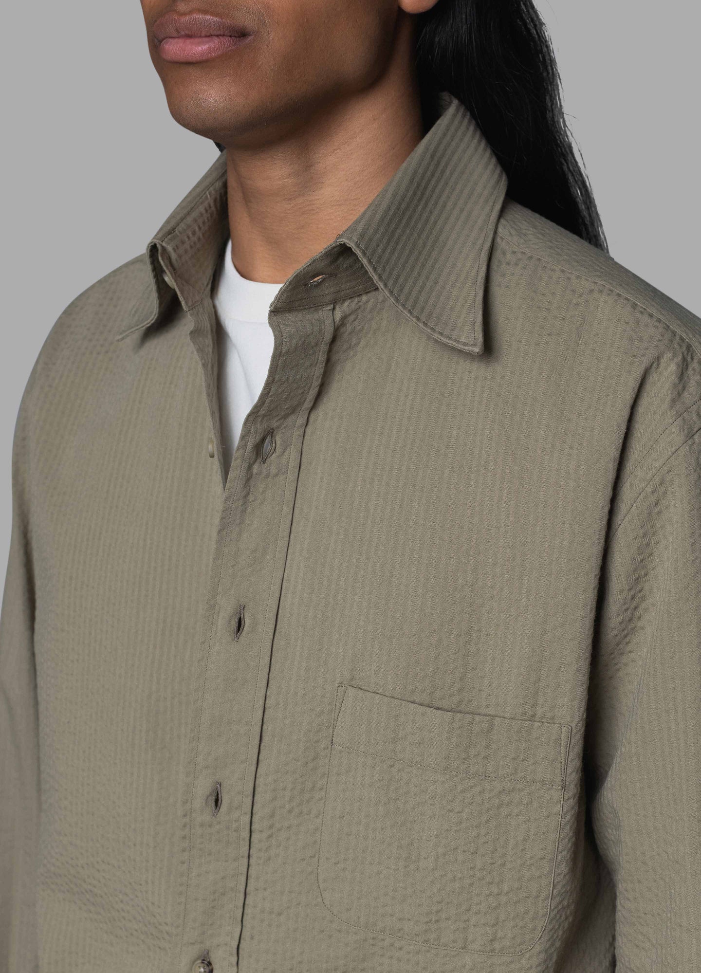 Fabian Turndown Collar Shirt - Olive | Berg & Berg