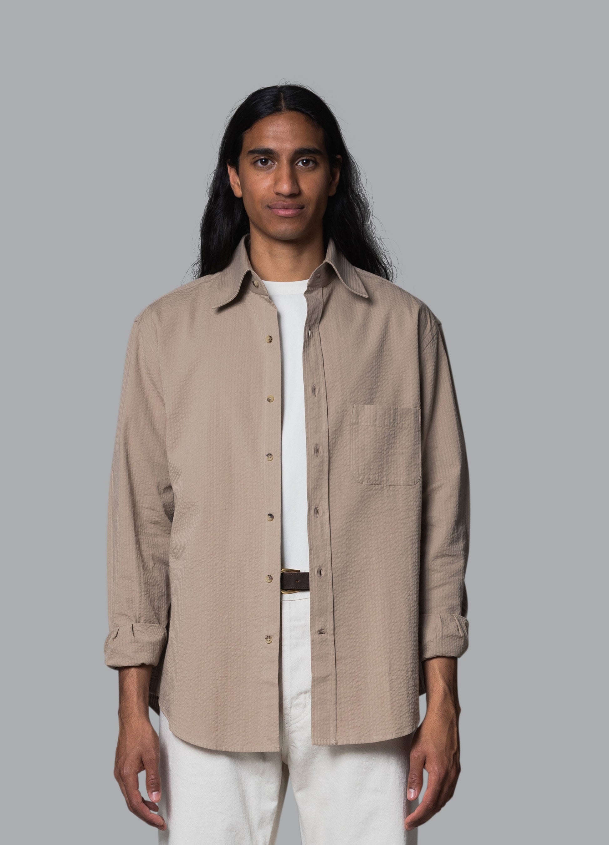 Fabian Turndown Collar Shirt - Beige | Berg & Berg