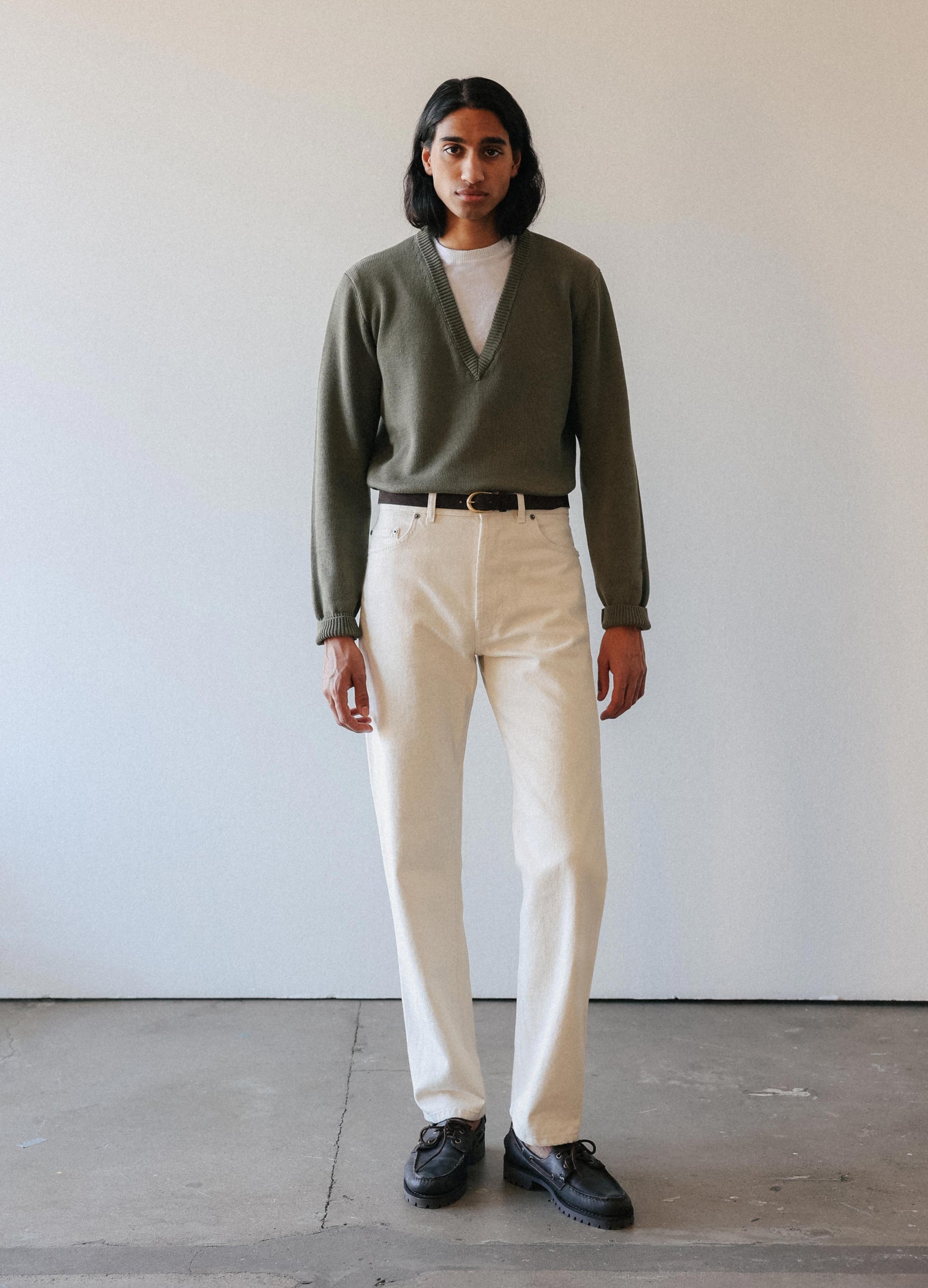 Björn V-Neck Sweater - Olive Berg & Berg