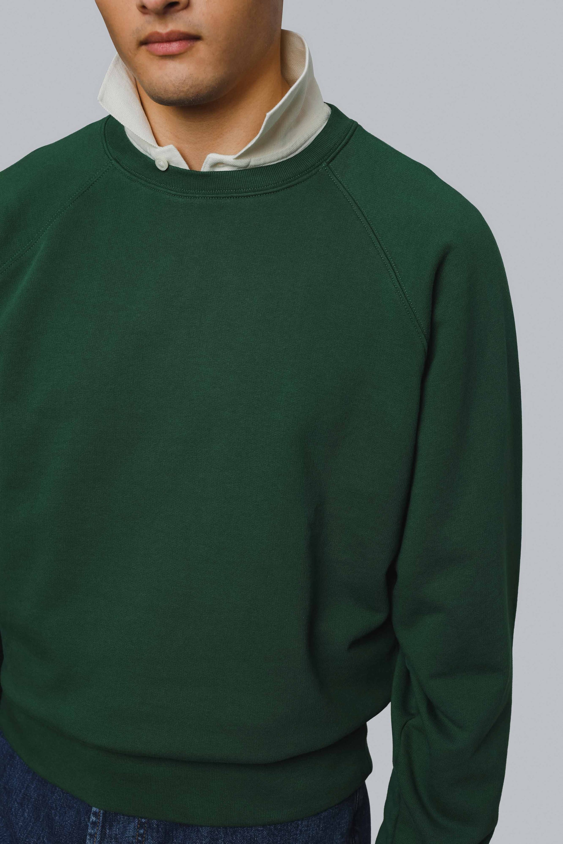 Tommy Crew Neck Raglan Sweatshirt - Dark Green Berg & Berg