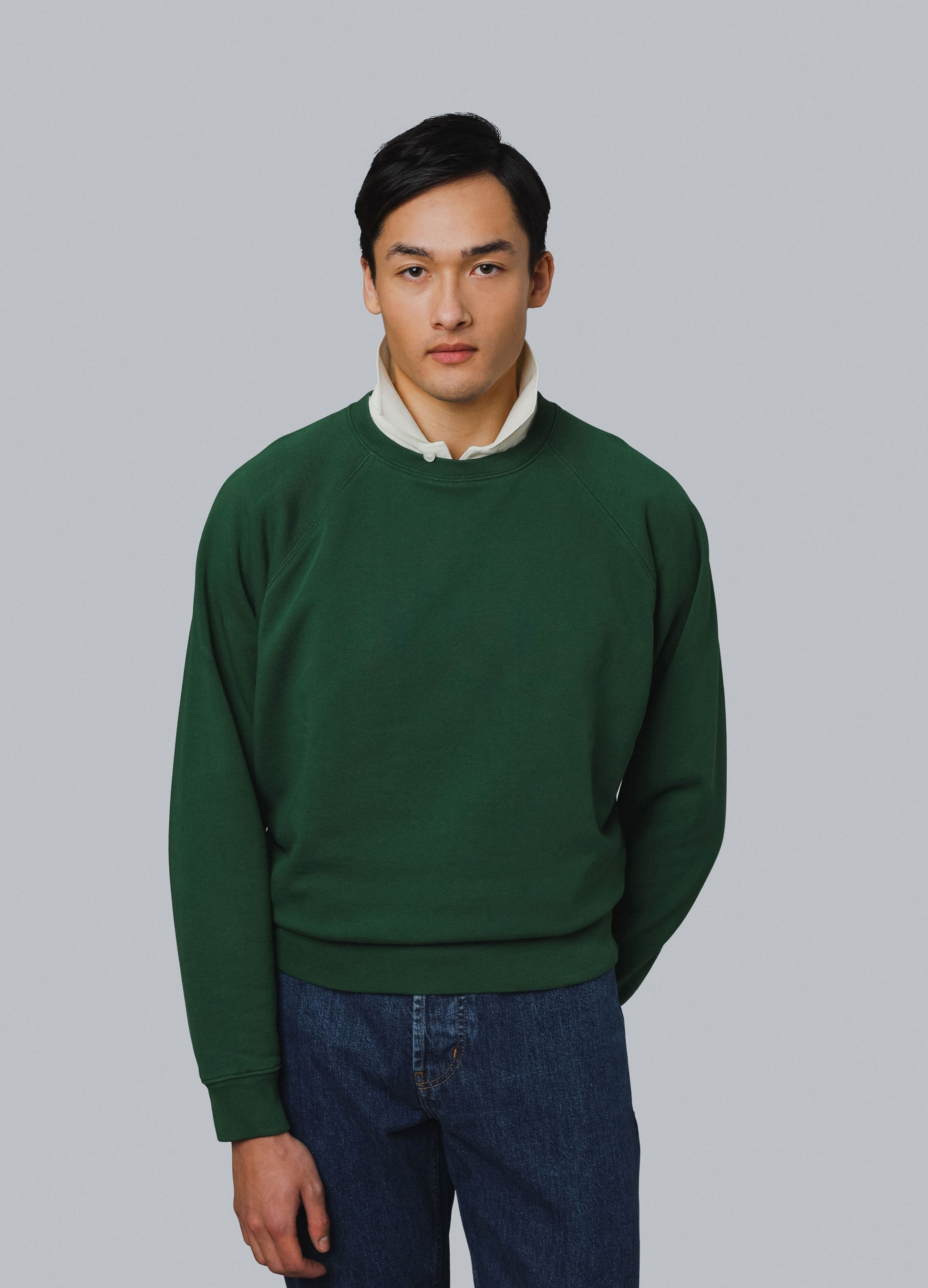 Tommy Crew Neck Raglan Sweatshirt - Dark Green Berg & Berg